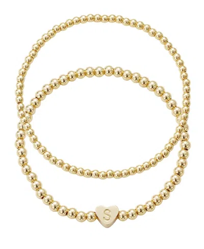 Adornia Gold Ball Bead Initial Bracelet Set