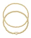 Adornia 14k Plated Ball Bead Initial Set Bracelet In Gold