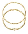 Adornia Gold Ball Bead Initial Bracelet Set In Gold