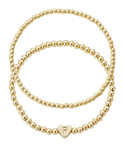 Adornia Gold Ball Bead Initial Bracelet Set