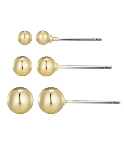ADORNIA GOLD PLATED BALL STUD EARRINGS SET