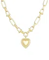 Adornia Gold Chunky Mixed Link Chain Fluted Heart Necklace