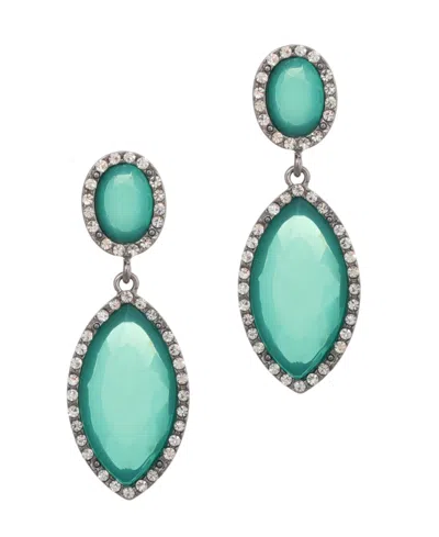 Adornia Silver Aqua Green Crystal Statement Earrings