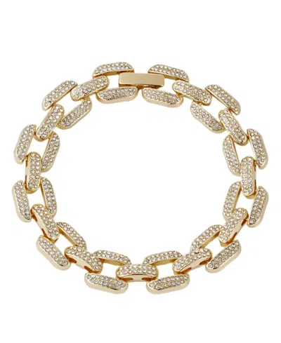 ADORNIA GOLD CRYSTAL ENCRUSTED LINK CHAIN BRACELET