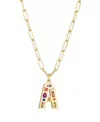 Adornia Gold Crystal Funky Initial Paperclip Chain Necklace