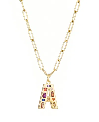 Adornia Gold Crystal Funky Initial Paperclip Chain Necklace