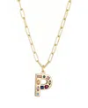 Adornia Gold Crystal Funky Initial Paperclip Chain Necklace
