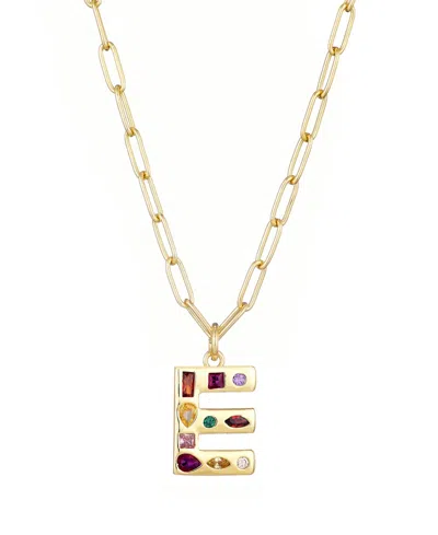 Adornia Gold Crystal Funky Initial Paperclip Chain Necklace