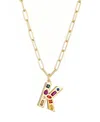 Adornia Gold Crystal Funky Initial Paperclip Chain Necklace