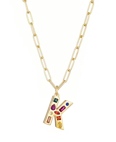 Adornia Gold Crystal Funky Initial Paperclip Chain Necklace