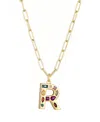 Adornia Gold Crystal Funky Initial Paperclip Chain Necklace
