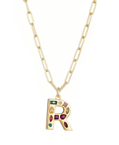 Adornia Gold Crystal Funky Initial Paperclip Chain Necklace