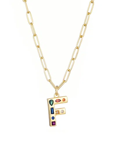 Adornia Gold Crystal Funky Initial Paperclip Chain Necklace
