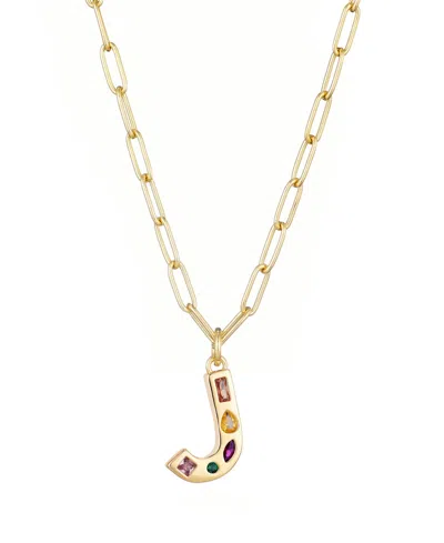 Adornia Gold Crystal Funky Initial Paperclip Chain Necklace