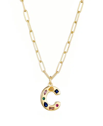 Adornia Gold Crystal Funky Initial Paperclip Chain Necklace