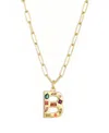 Adornia Gold Crystal Funky Initial Paperclip Chain Necklace
