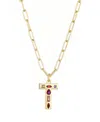 Adornia Gold Crystal Funky Initial Paperclip Chain Necklace