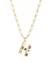 Adornia Gold Crystal Funky Initial Paperclip Chain Necklace