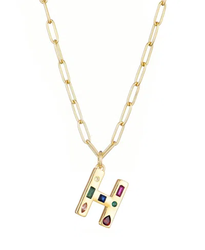 Adornia Gold Crystal Funky Initial Paperclip Chain Necklace