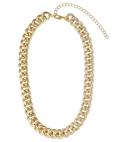 ADORNIA GOLD CRYSTAL HALF CURB CHAIN NECKLACE