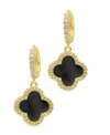 Adornia Crystal Halo Clover Drop Earrings In Gold,black