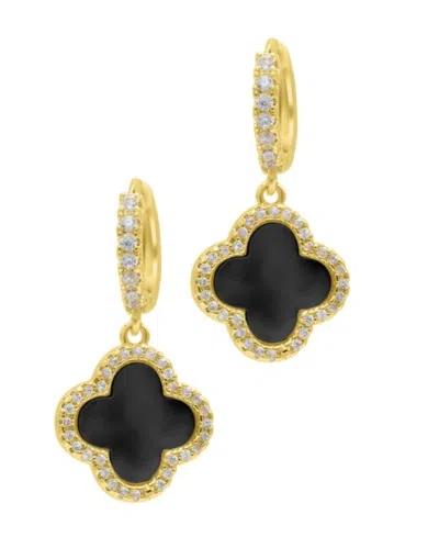 ADORNIA GOLD CRYSTAL HALO COLORED CLOVER DANGLE HUGGIE EARRINGS