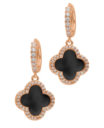 ADORNIA GOLD CRYSTAL HALO COLORED CLOVER DANGLE HUGGIE EARRINGS