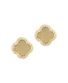 Adornia 14k Gold Plated Crystal Halo Matte Center Clover Earrings In Gold