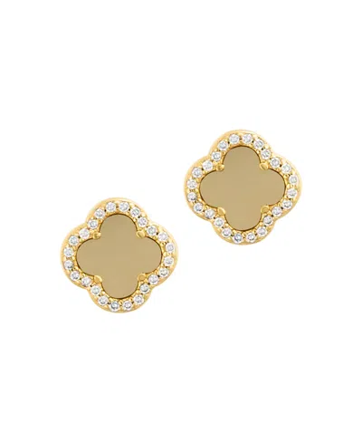 ADORNIA GOLD CRYSTAL HALO MATTE CENTER CLOVER EARRINGS