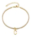 Adornia Gold Crystal Initial Charm Tennis Bracelet