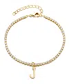 Adornia Gold Crystal Initial Charm Tennis Bracelet