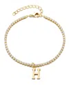 Adornia Gold Crystal Initial Charm Tennis Bracelet