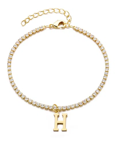 Adornia Gold Crystal Initial Charm Tennis Bracelet
