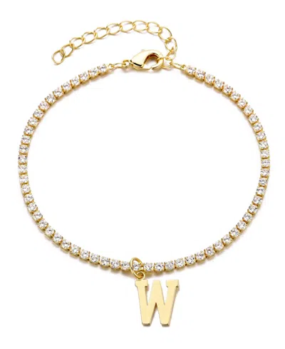 Adornia Gold Crystal Initial Charm Tennis Bracelet