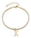 Adornia Gold Crystal Initial Charm Tennis Bracelet