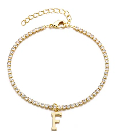 Adornia Gold Crystal Initial Charm Tennis Bracelet