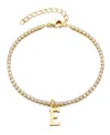 Adornia Gold Crystal Initial Charm Tennis Bracelet