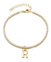 Adornia Gold Crystal Initial Charm Tennis Bracelet
