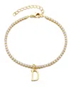 Adornia Gold Crystal Initial Charm Tennis Bracelet