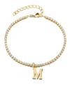 Adornia Gold Crystal Initial Charm Tennis Bracelet