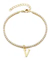 Adornia Gold Crystal Initial Charm Tennis Bracelet