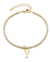 Adornia Gold Crystal Initial Charm Tennis Bracelet
