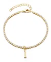 Adornia Gold Crystal Initial Charm Tennis Bracelet