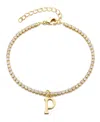 Adornia Gold Crystal Initial Charm Tennis Bracelet