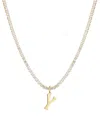 Adornia Gold Crystal Initial Charm Tennis Necklace