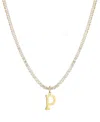 Adornia Gold Crystal Initial Charm Tennis Necklace