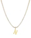 Adornia 14k Gold Plated Tennis Necklace With Initial Charm