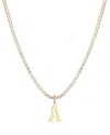 Adornia Gold Crystal Initial Charm Tennis Necklace