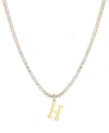 Adornia Gold Crystal Initial Charm Tennis Necklace