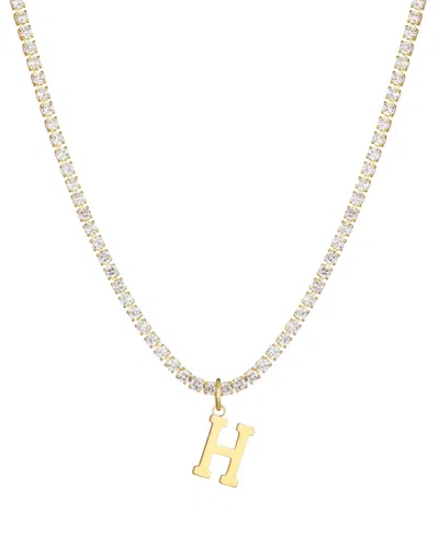 Adornia Gold Crystal Initial Charm Tennis Necklace